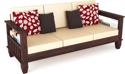 Solid Sheesham Modern Living Room 3 Seater Wooden Sofa