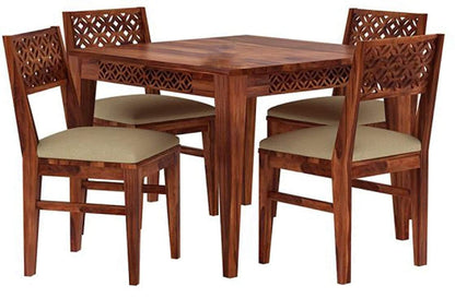 Premium Solid Sheesham Wood 4 Seater Dining Table Set