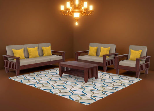 Sheesham Wood Premium Wooden Sofa Set 3+2+1 Seater | Living Room Furniture