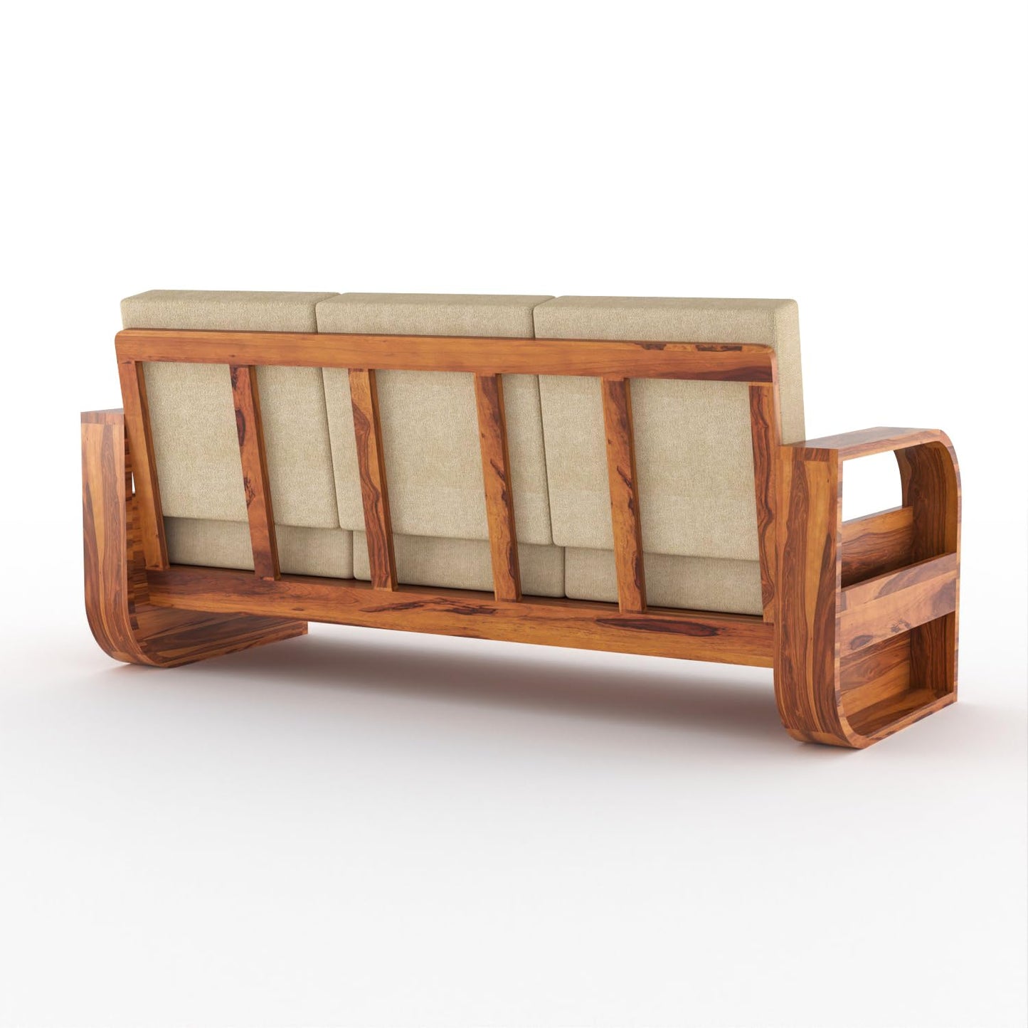 Sheesham Wood Living Room Sofa Set with Storage Armrests ( 3+1+1 )