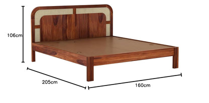 Premium Sheesham Wood queen Size Bed with Cane Headboard
