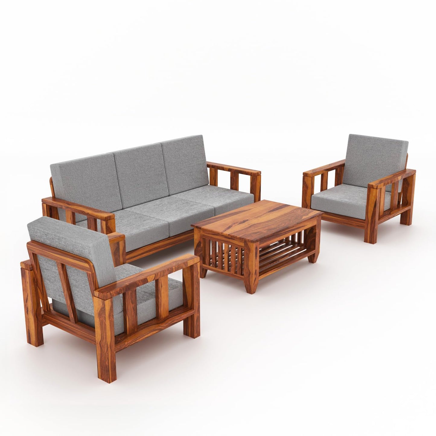 Premium Wooden Sofa Set 5 Seater (3+1+1) | Sheesham Wood