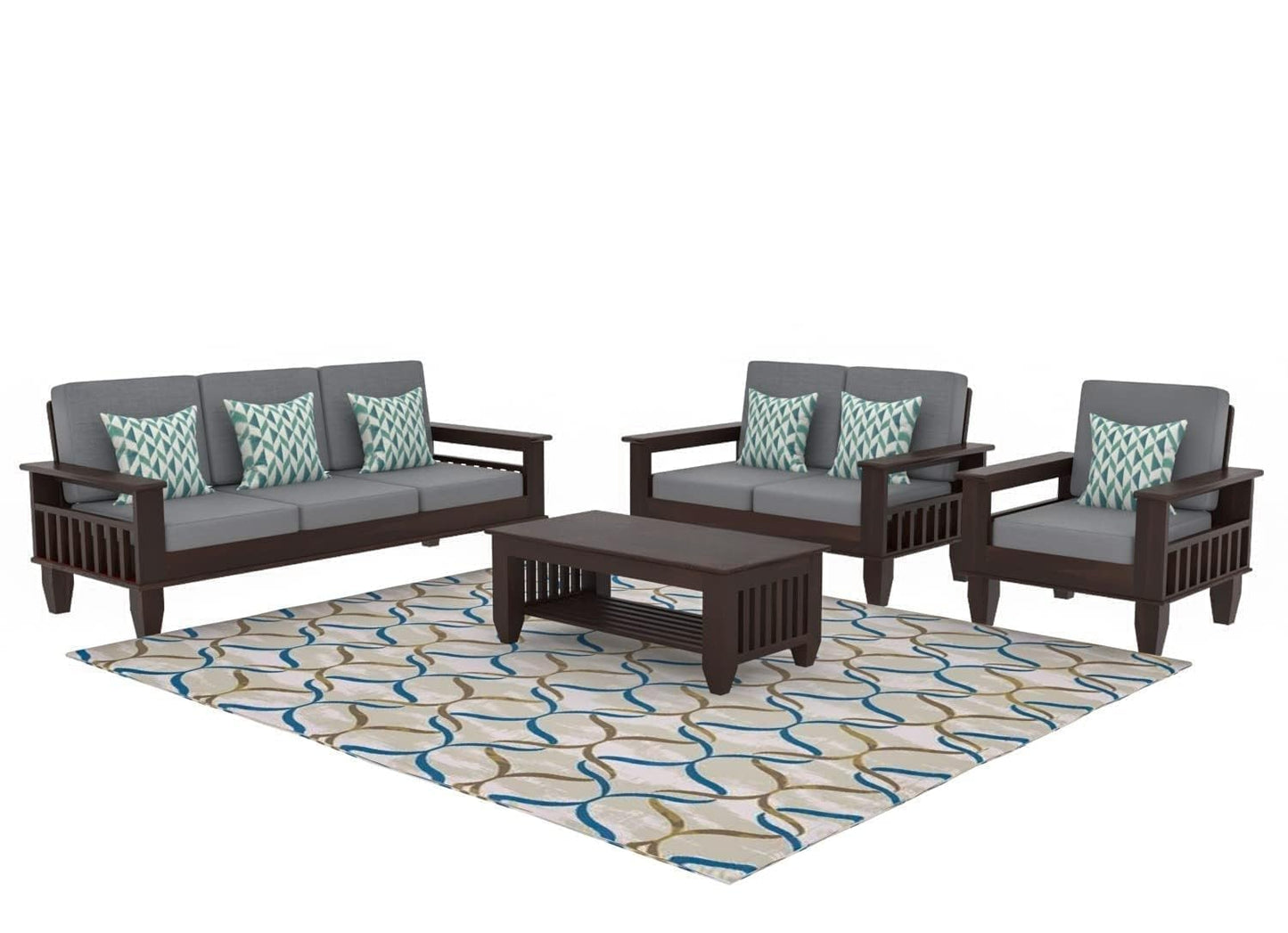 Solid Sheesham Wood Sofa Set 3+2+1 Seater for living room