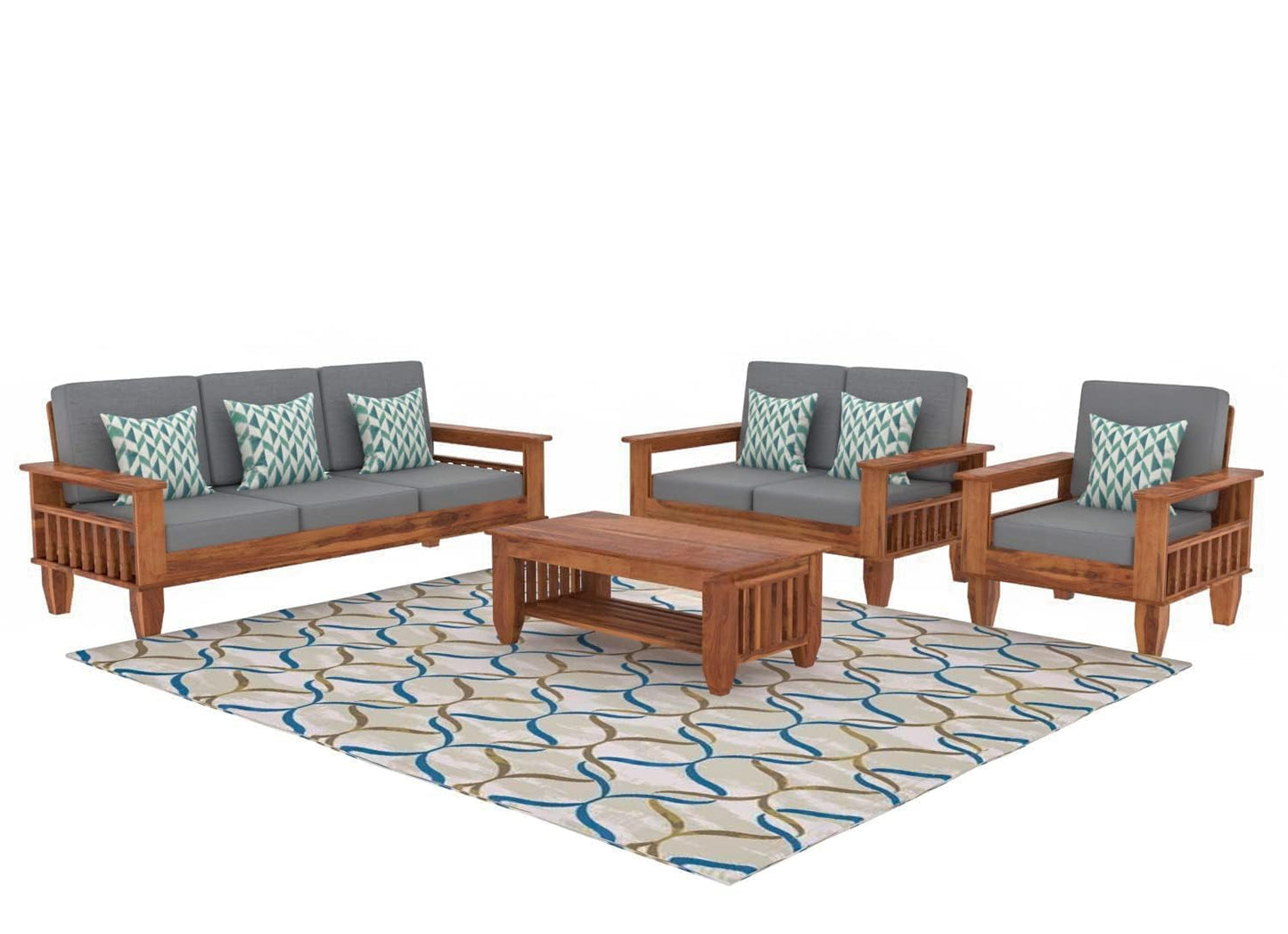 Solid Sheesham Wood Sofa Set 3+2+1 Seater for living room