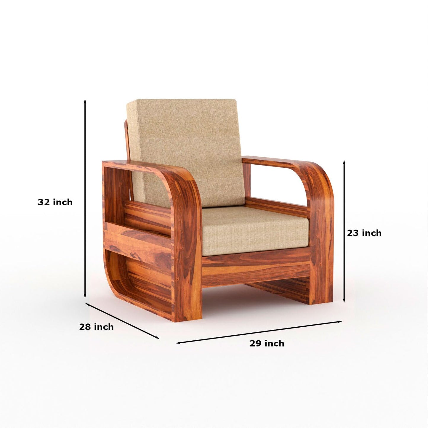 Sheesham Wood Living Room Sofa Set with Storage Armrests ( 3+1+1 )