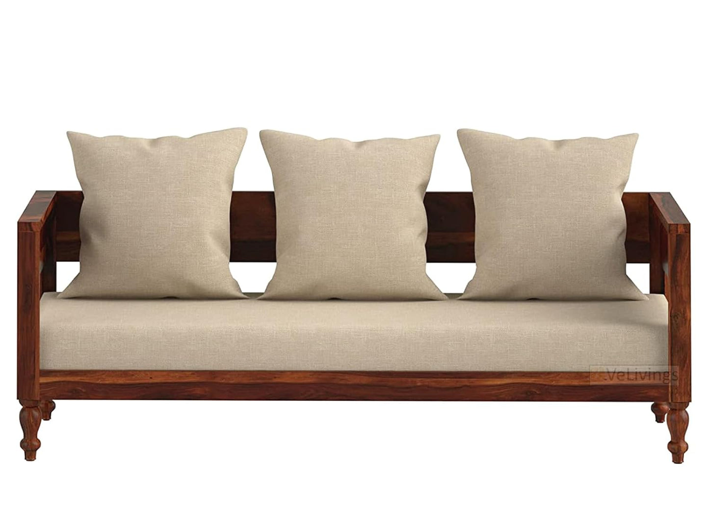 Premium Solid Sheesham Wood 3 Seater Sofa for living room