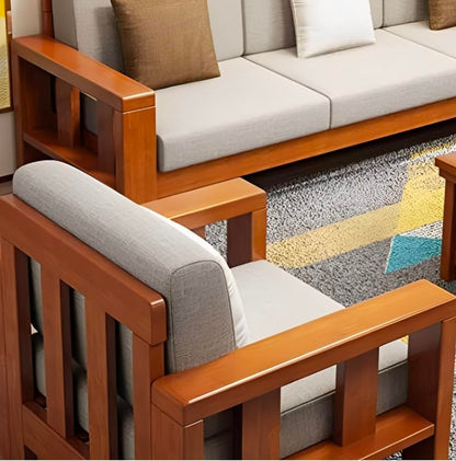 Solid Sheesham Wood 5-Seater(3+1+1) Sofa for Living Room