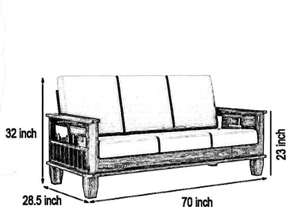 Solid Sheesham Wood Sofa Set (3+1+1) for living room