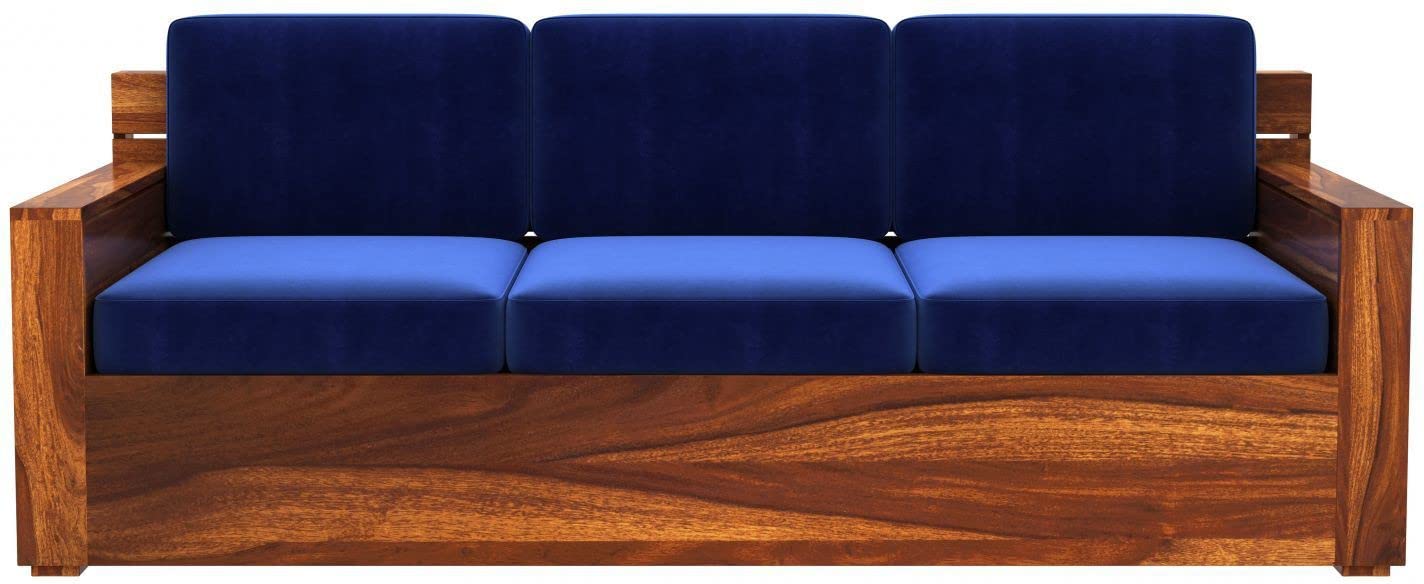 Solid Sheesham Wood Modern 3+1+1 -Seater Wooden Sofa for Living Room