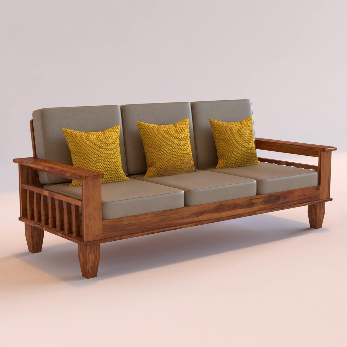Sheesham Wood Premium Wooden Sofa Set 3+2+1 Seater | Living Room Furniture