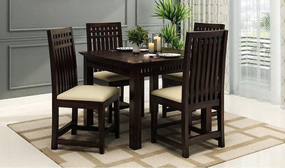 Solid Sheesham Wood 4 Seater Dining Table Set for Home & Kitchen