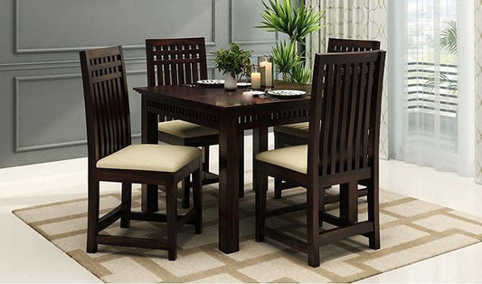 Solid Sheesham Wood 4 Seater Dining Table Set for Home & Kitchen