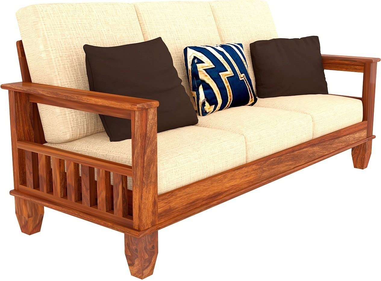 Solid Sheesham Wood Sofa Set (3+1+1) for living room