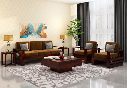 Wooden Sofa Set in Solid Sheesham Wood – 5 Seater ( 3+1+1 )