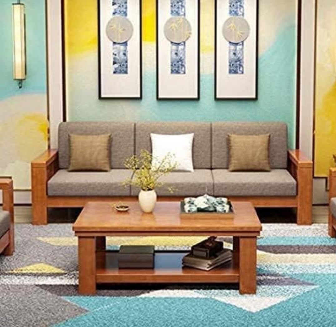 Solid Sheesham Wood 5-Seater(3+1+1) Sofa for Living Room