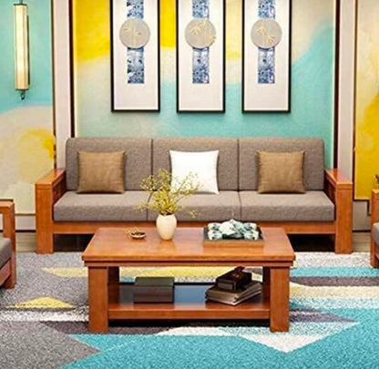 Solid Sheesham Wood 5-Seater(3+1+1) Sofa for Living Room