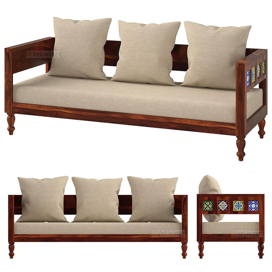 Premium Solid Sheesham Wood 3 Seater Sofa for living room