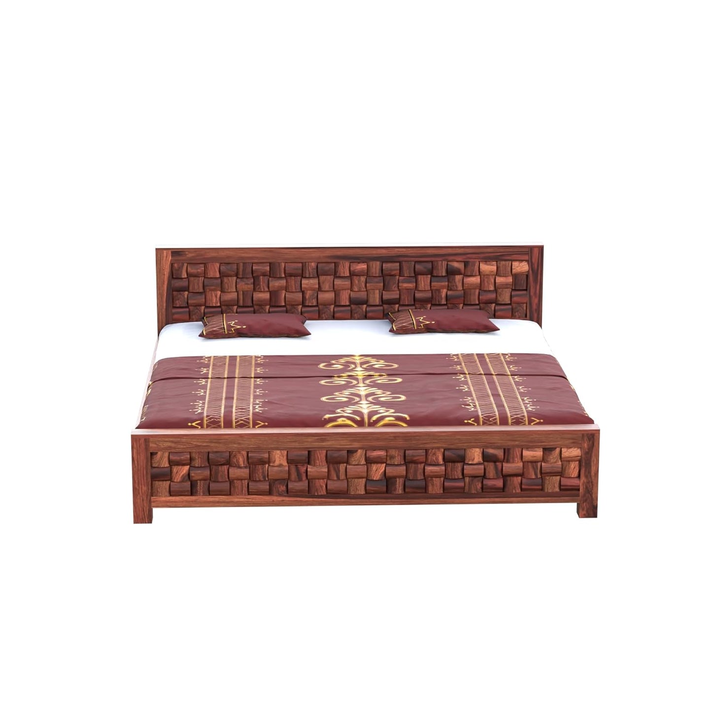 Solid Sheesham Wood King Size Bed Without Storage