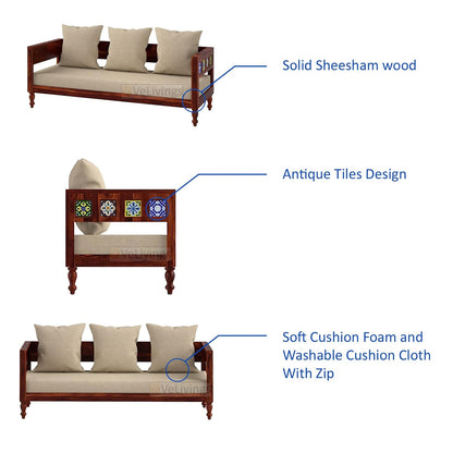 Premium Solid Sheesham Wood 3 Seater Sofa for living room