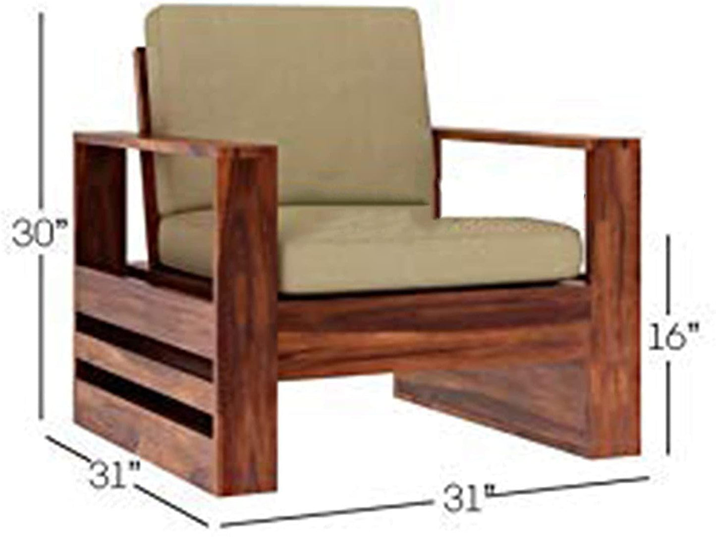 Solid Sheesham Wood Sofa Set 3+1+1 Seater | Modern Wooden Sofa