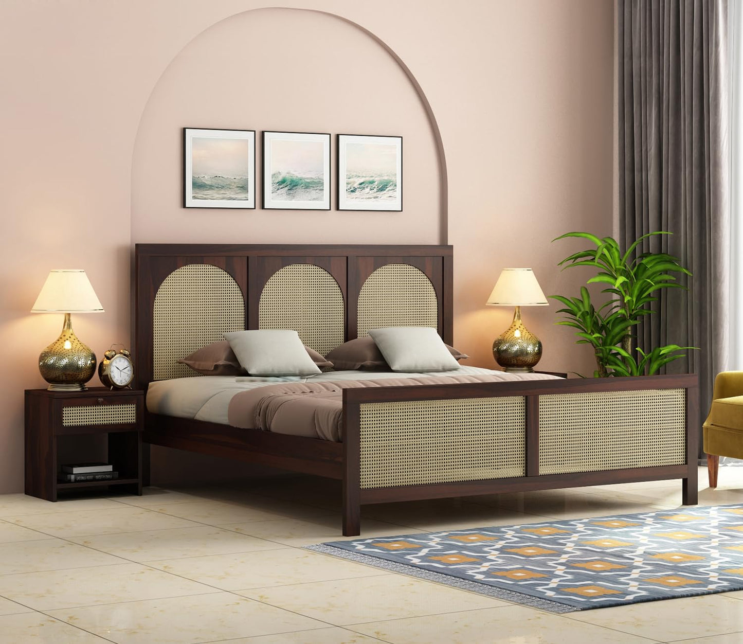 Premium Solid Sheesham Wood queen Size Bed without storage