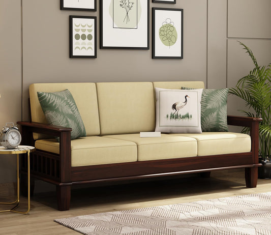 Premium Sheesham Wood 3-Seater Sofa | Modern Living Room Sofa