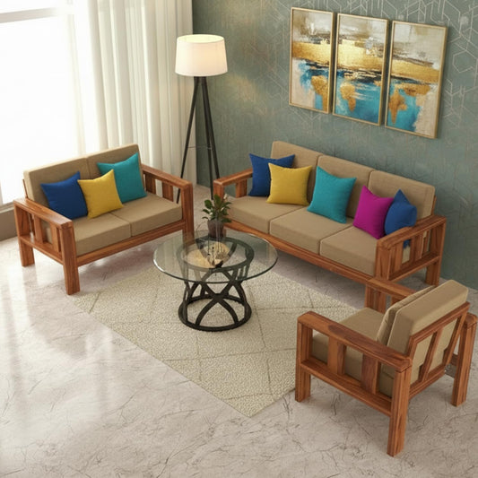 Solid Sheesham Wood Sofa Set 3+2+1 Seater| Modern Living Room Sofa Set