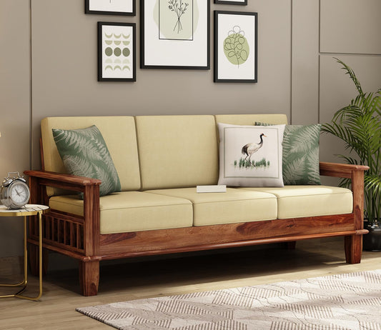 Premium Sheesham Wood 3-Seater Sofa | Modern Living Room Sofa