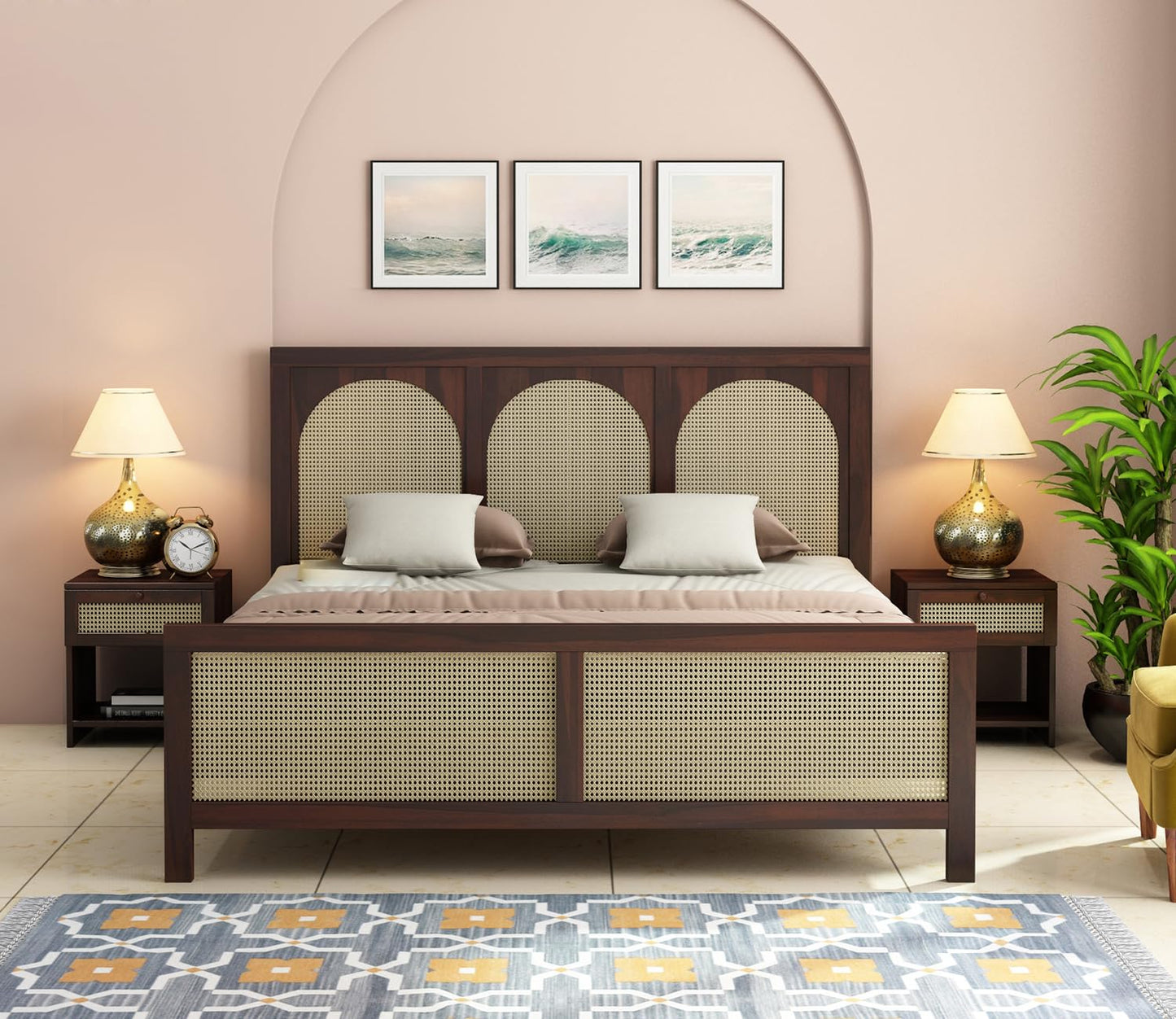 Premium Solid Sheesham Wood queen Size Bed without storage