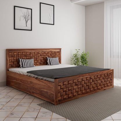 Premium Sheesham Wood Queen Size Bed with Box Storage