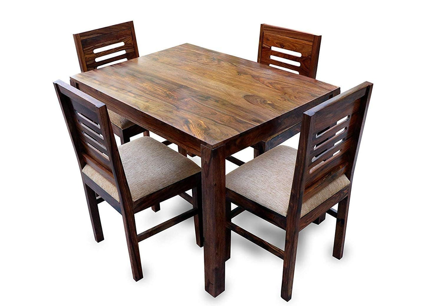 Solid Sheesham Wood 4 Seater Dining Table Set with Chairs
