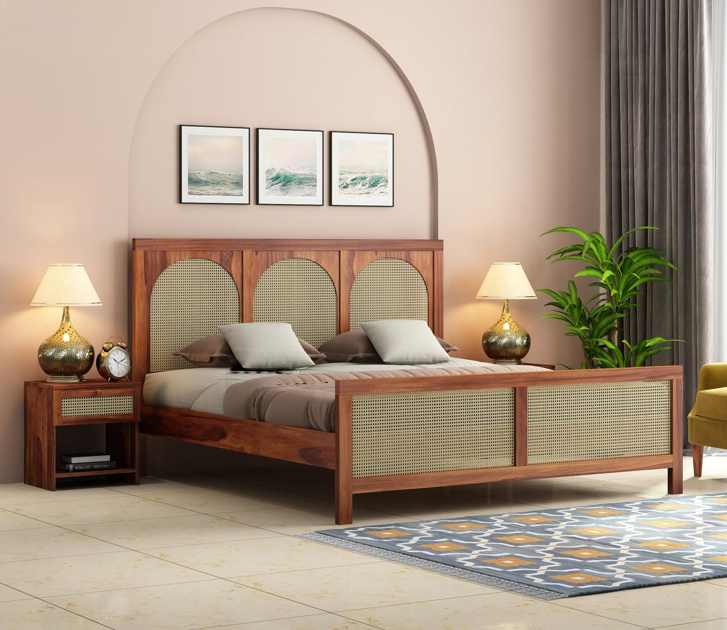 Premium Solid Sheesham Wood queen Size Bed without storage