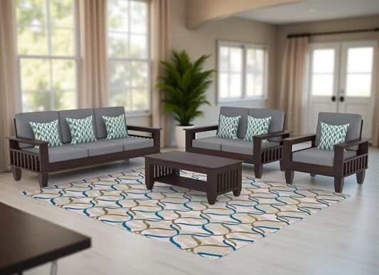 Solid Sheesham Wood Sofa Set 3+2+1 Seater for living room