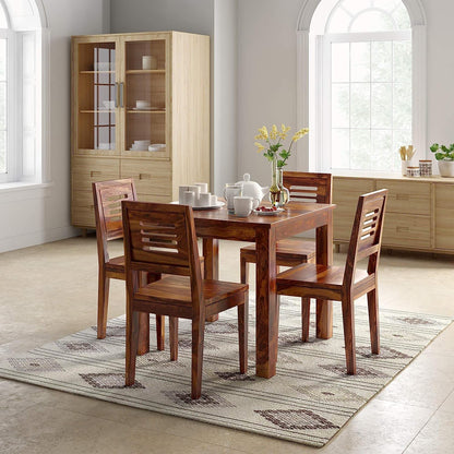 Solid Sheesham Wood 4 Seater Dining Table Set for Home & Kitchen