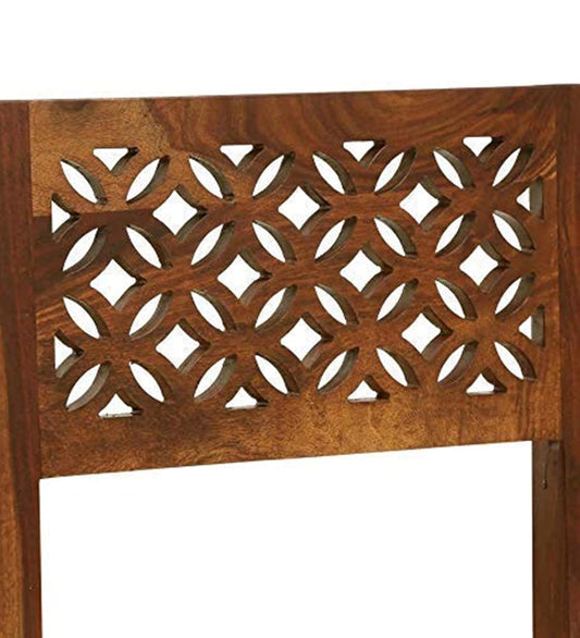 Solid Sheesham Wood 6 Seater Dining Table Set with Carved Jali Chairs