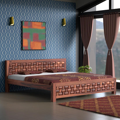 Solid Sheesham Wood King Size Bed Without Storage